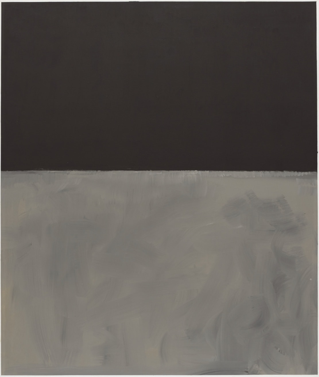 Mark Rothko, Untitled, 1969-70. A dark charcoal field resting above a softly brushed grey field.
